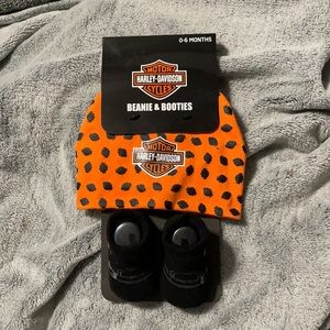 Harley Davidson Motorcycles Beanie & Bootie Set 0-6 Months Brand New